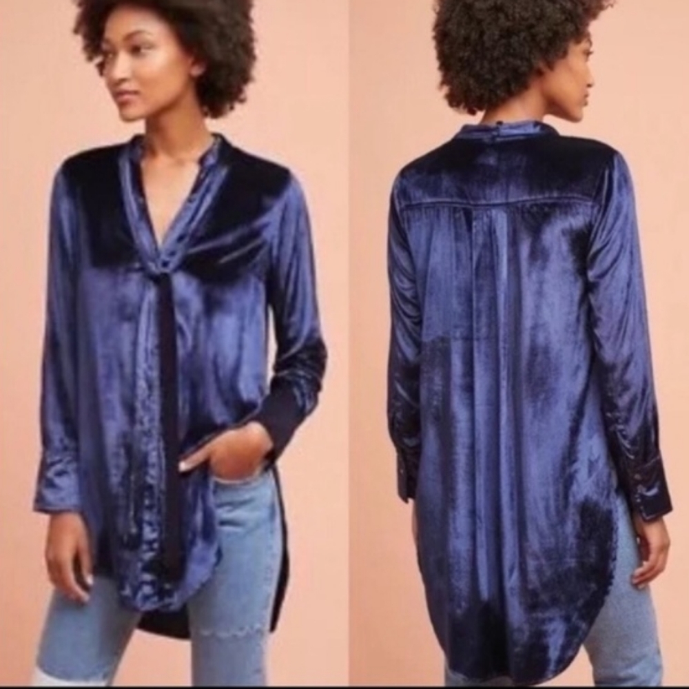 Anthropologie Maeve Velvet Tunic Top